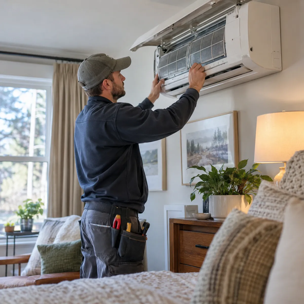 Technician performing Heating Services in Long Beach - NY while testing a residential boiler system